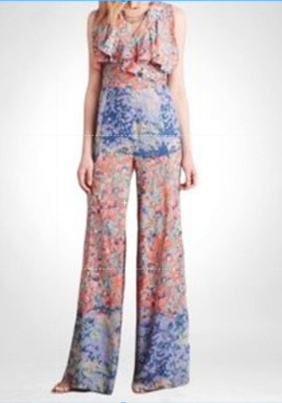 Tracy Reese Jumpsuit Womens Petite 00P Silk Wide Leg Maxi Dressy Abstract Formal